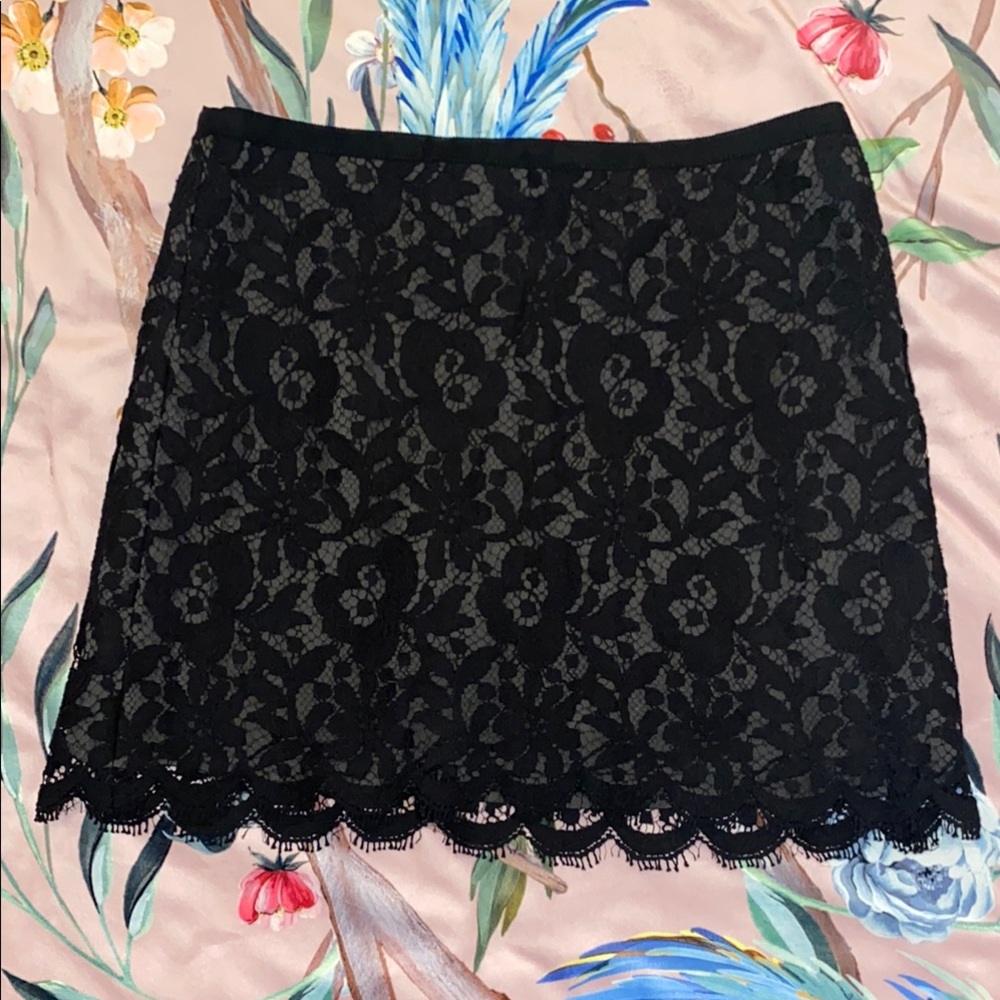 Theory Black Lace Mini Skirt with Silk Lining
